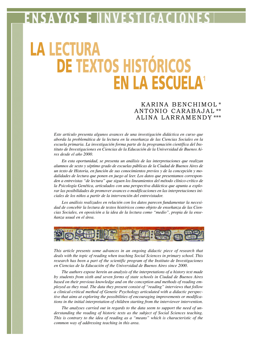 (PDF) La lectura de textos históricos en la escuela