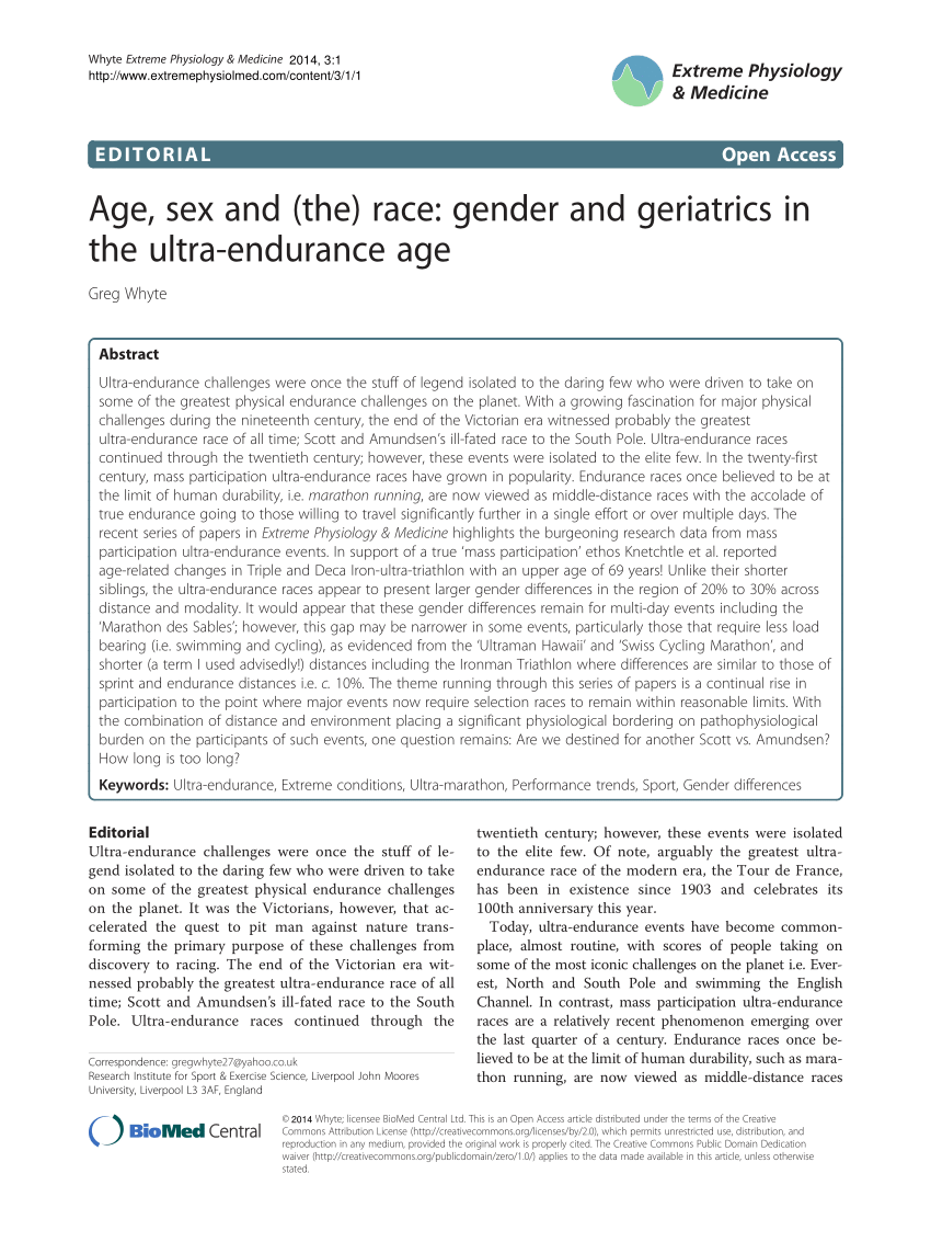 Pdf Age Sex And The Race Gender And Geriatrics In The Ultra