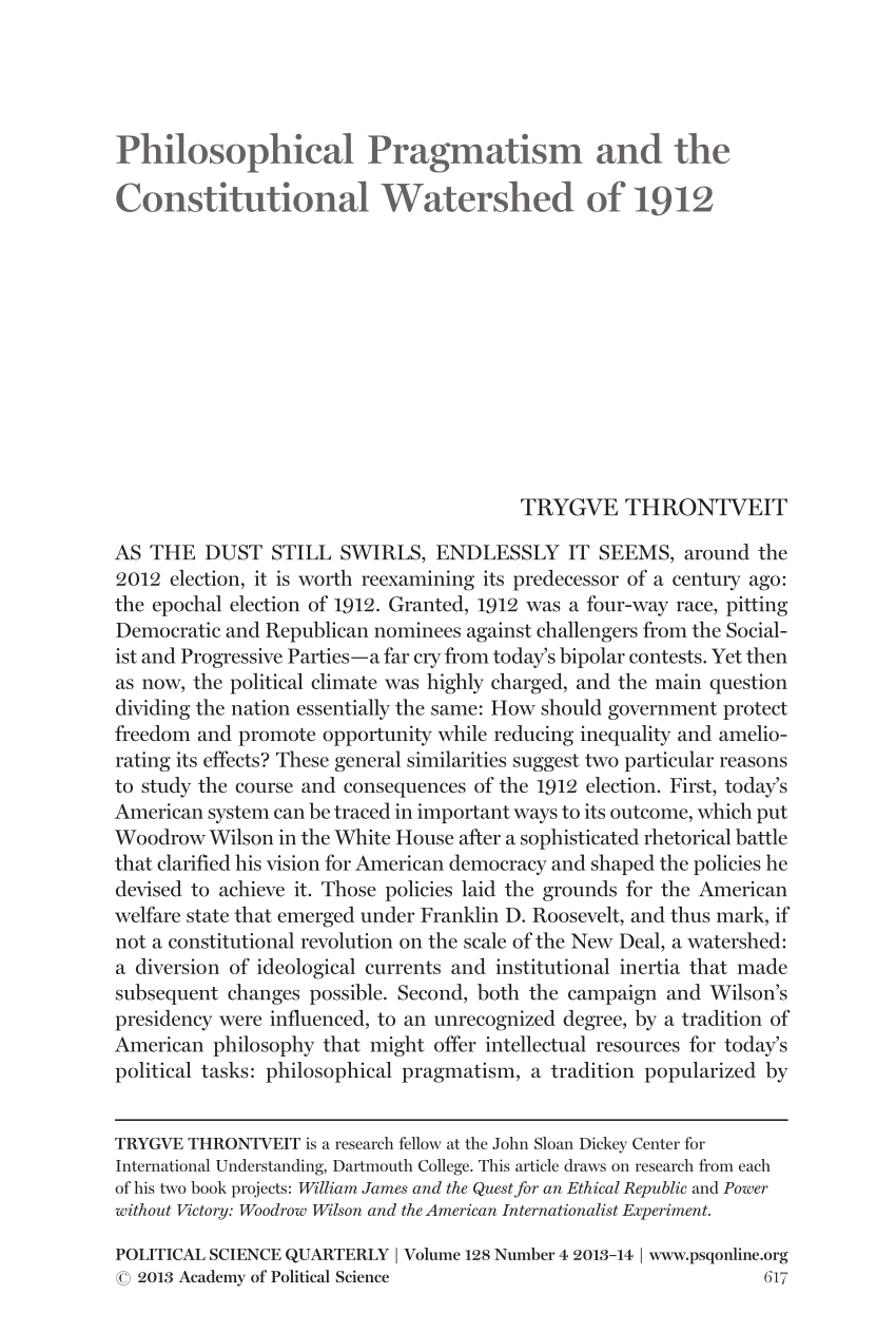 PDF) Philosophical Pragmatism and the Constitutional Watershed of 1912