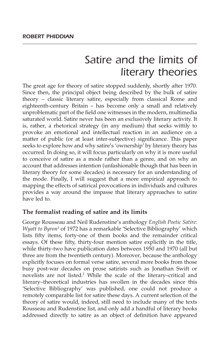 PDF) Satire and the limits of literary theories