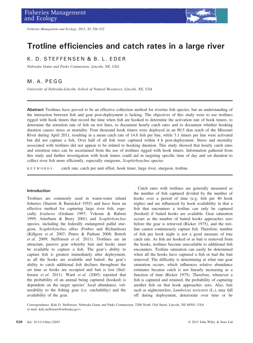 PDF) Trotline efficiencies and catch rates in a large river