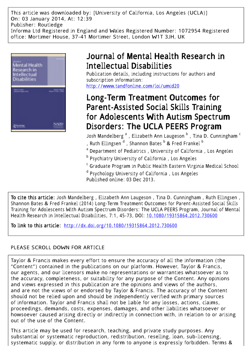 (PDF) Long-Term Treatment Outcomes for Parent-Assisted Social Skills ...