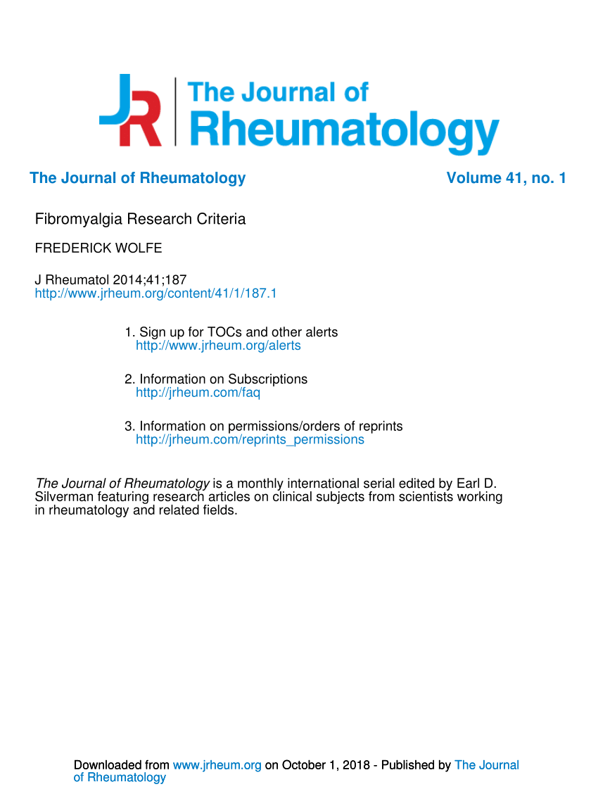 (PDF) Fibromyalgia Research Criteria