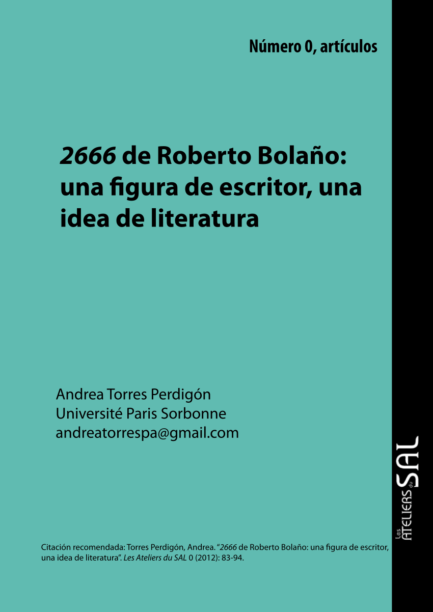 Pdf 2666 De Roberto Bolano Una Figura De Escritor Una Idea De Literatura