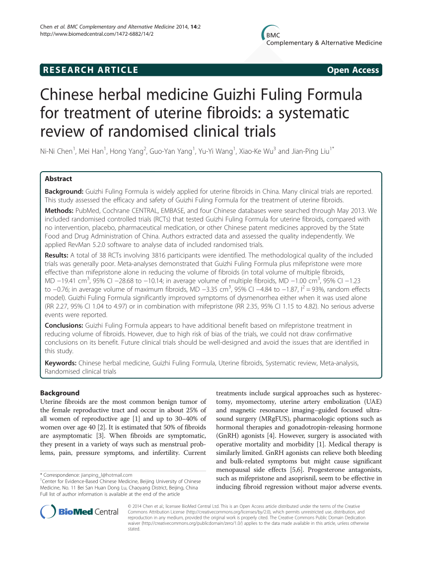 (PDF) Chinese Herbal Medicine Guizhi Fuling Formula for Treatment of ...