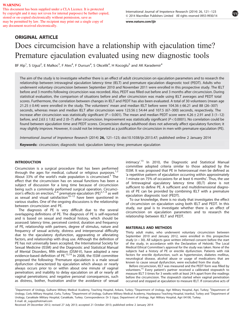 PDF Does circumcision have a relationship with ejaculation time