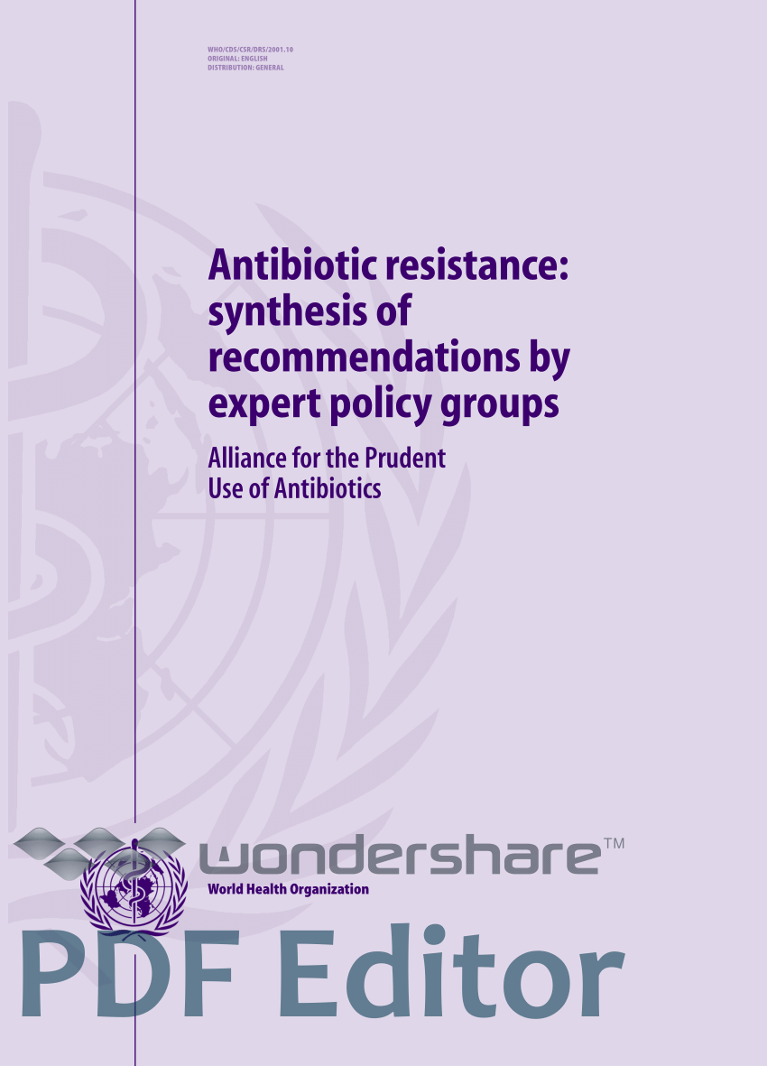 PDF) Antibiotic Resistance Synthesis of Recommendations by Expert Policy Groups