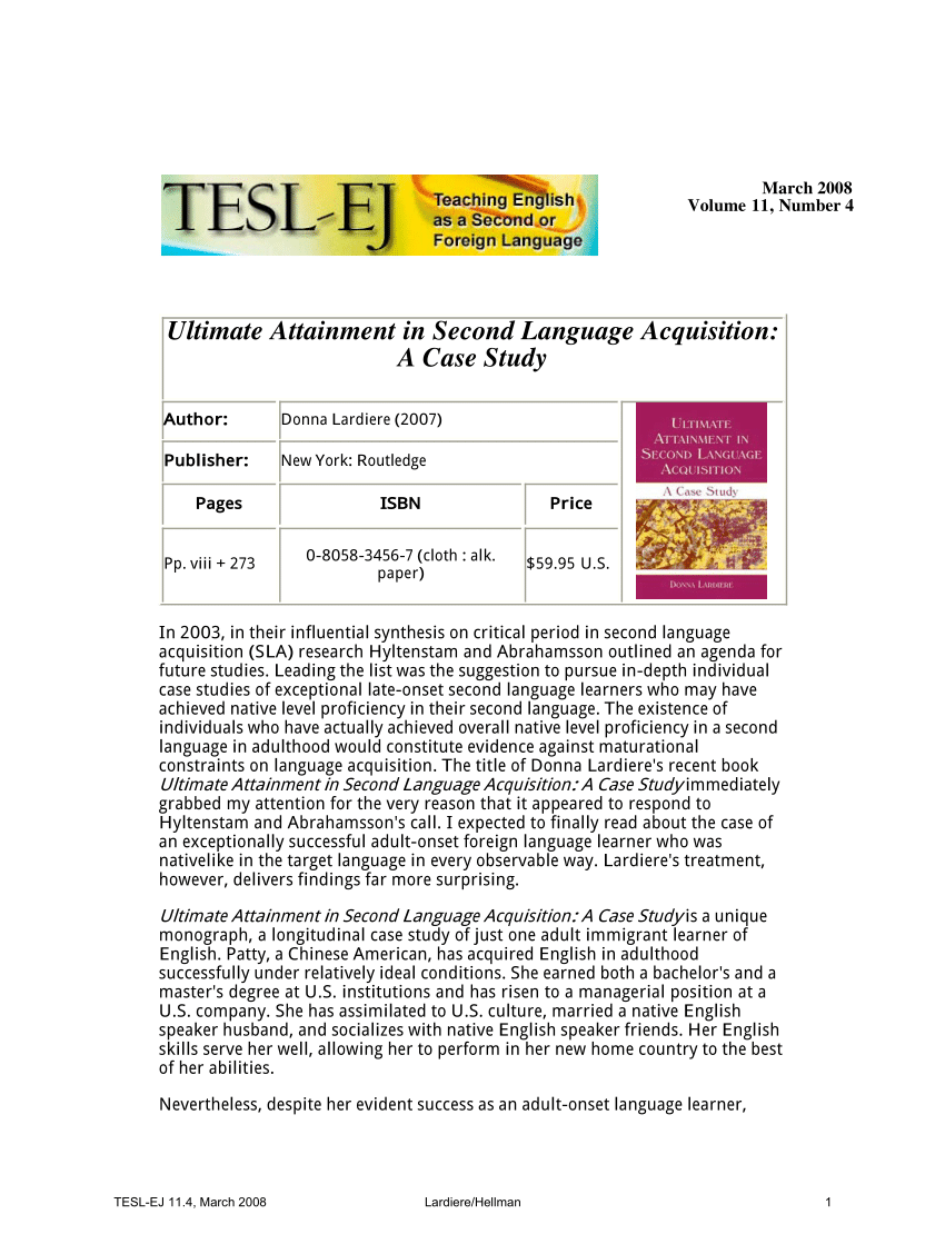 language acquisition case study