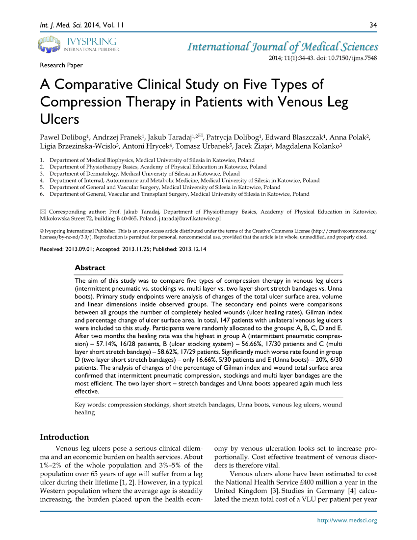 Pdf A Comparative Clinical Study On Five Types Of Compression Therapy