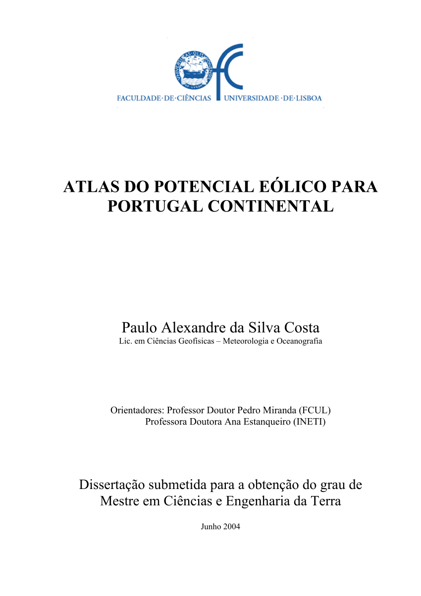 PDF) Atlas do Potencial Eólico para Portugal Continental