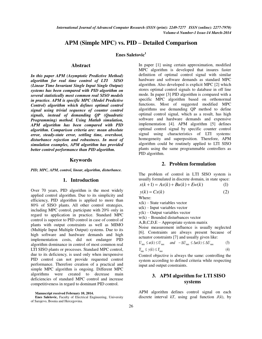 PDF APM Simple MPC vs. PID detailed comparison