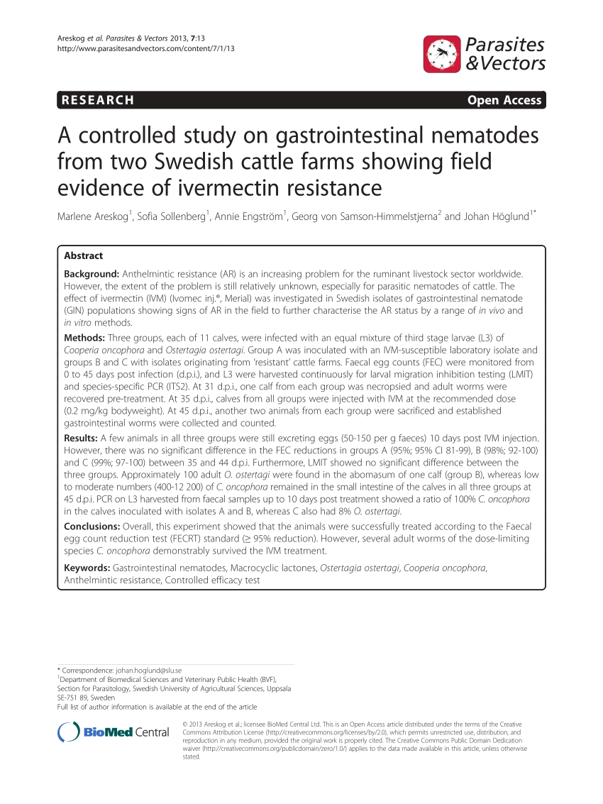 PDF) A controlled study on gastrointestinal nematodes from two ...