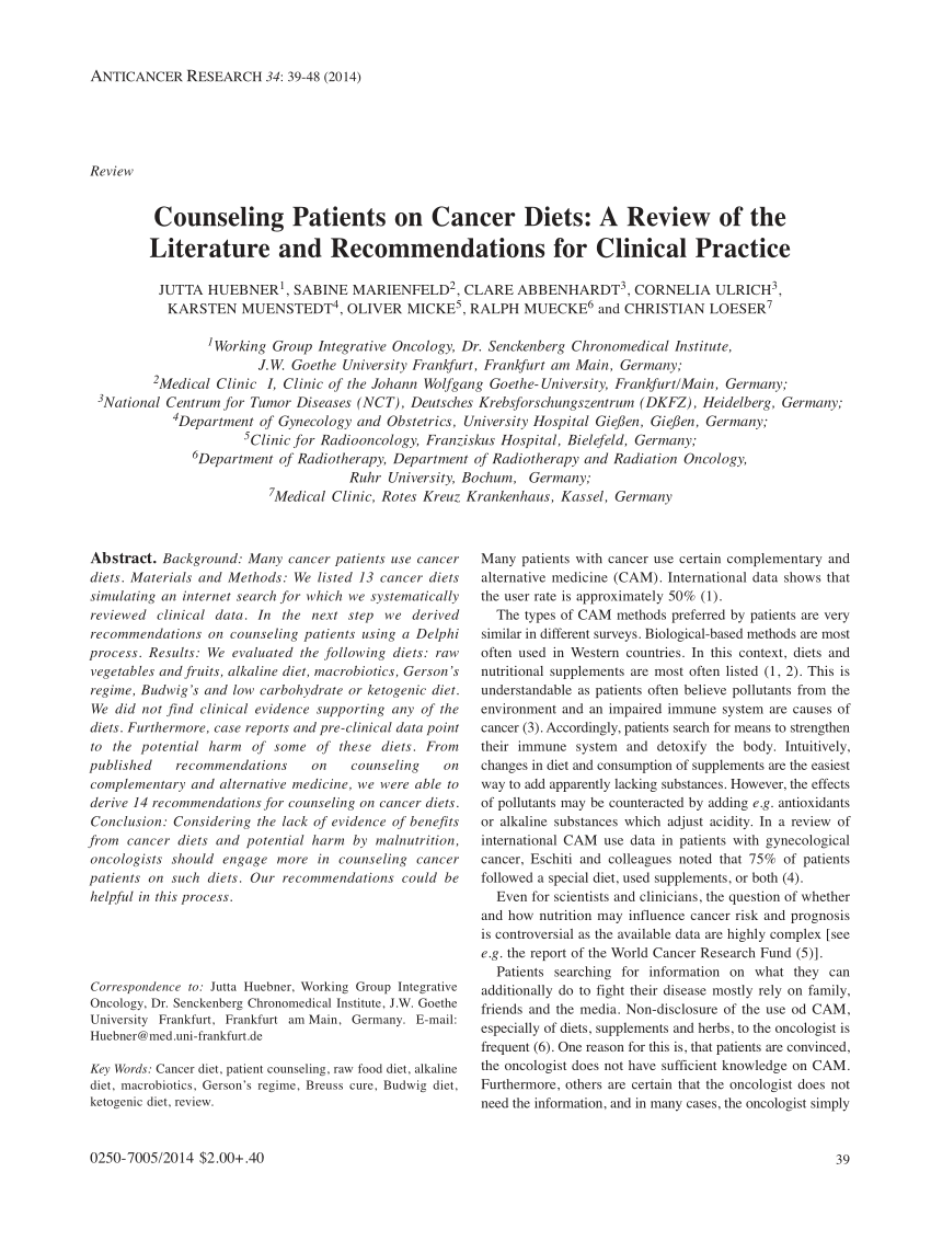 literature review cancer pubmed