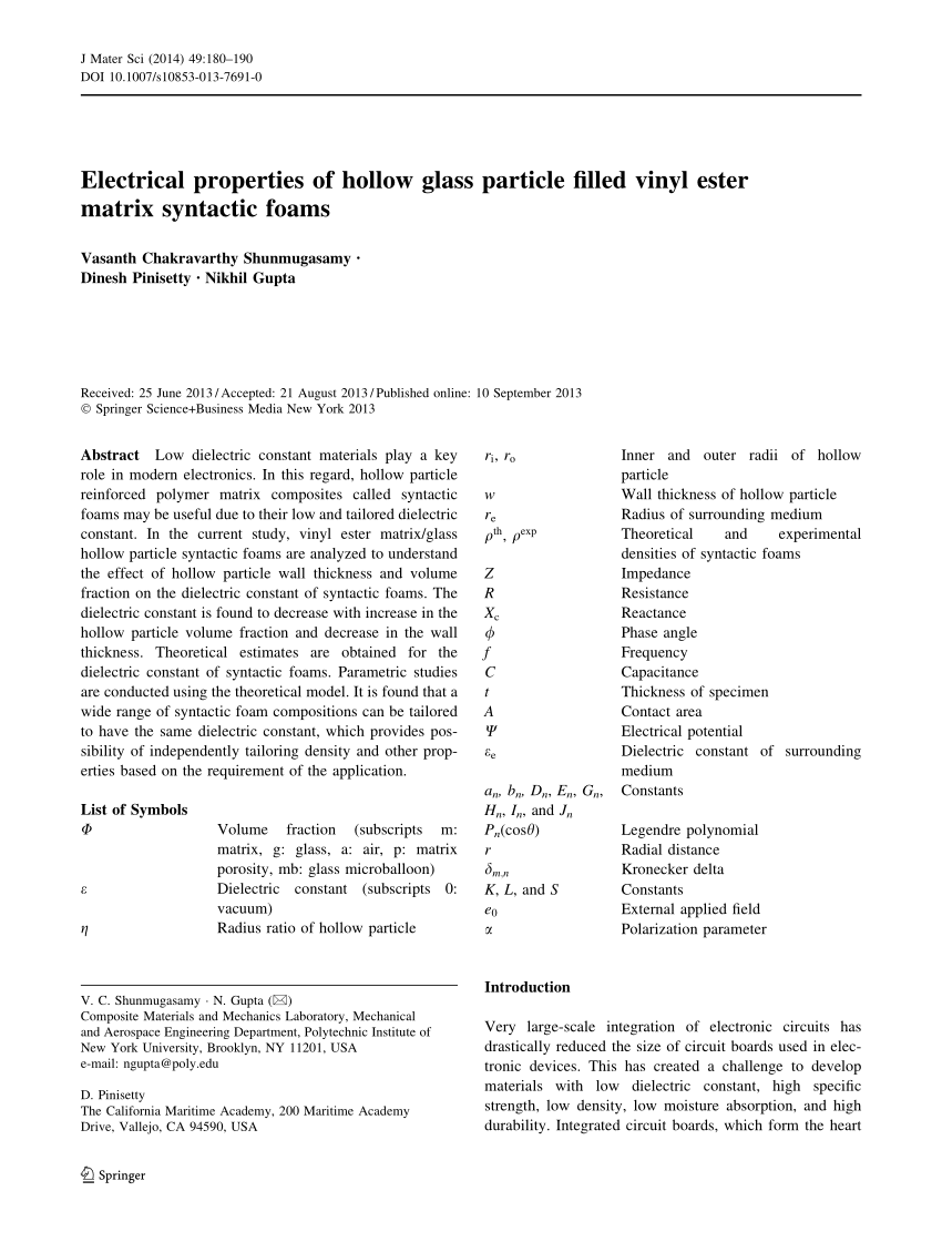 Organic Insulator Materials With Their Dielectric Constant Download Table