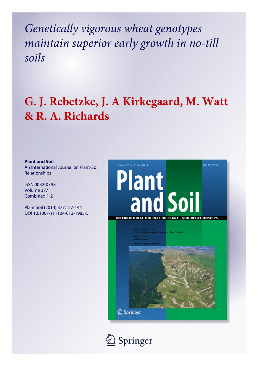 PDF) Genetically vigorous wheat genotypes maintain superior early growth in  no-till soils