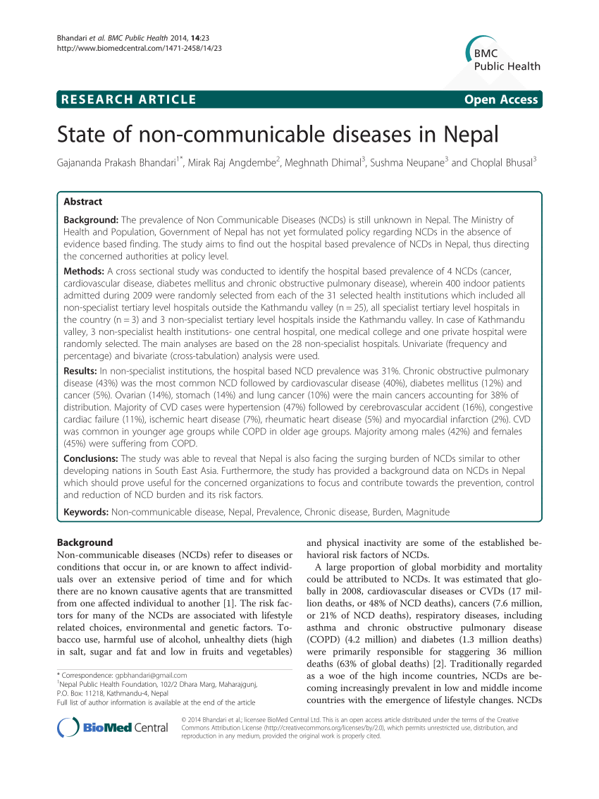 research paper on non communicable disease