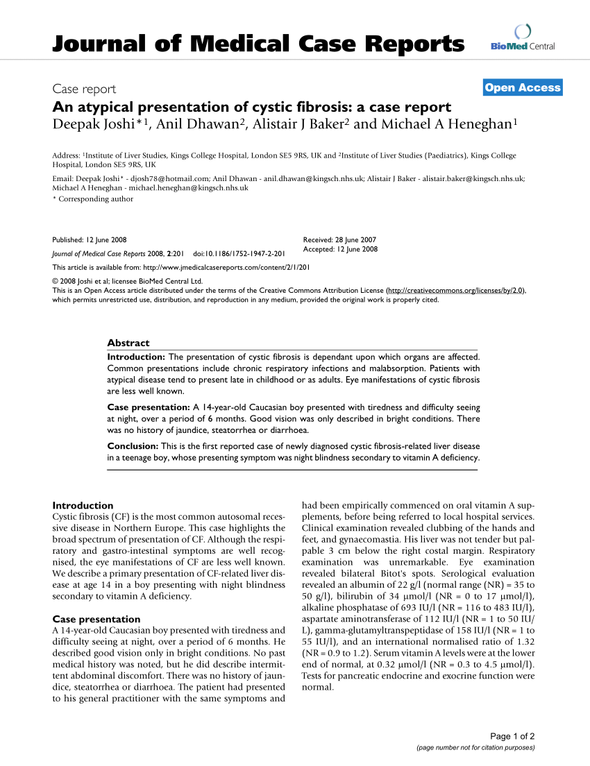 cystic fibrosis research paper introduction