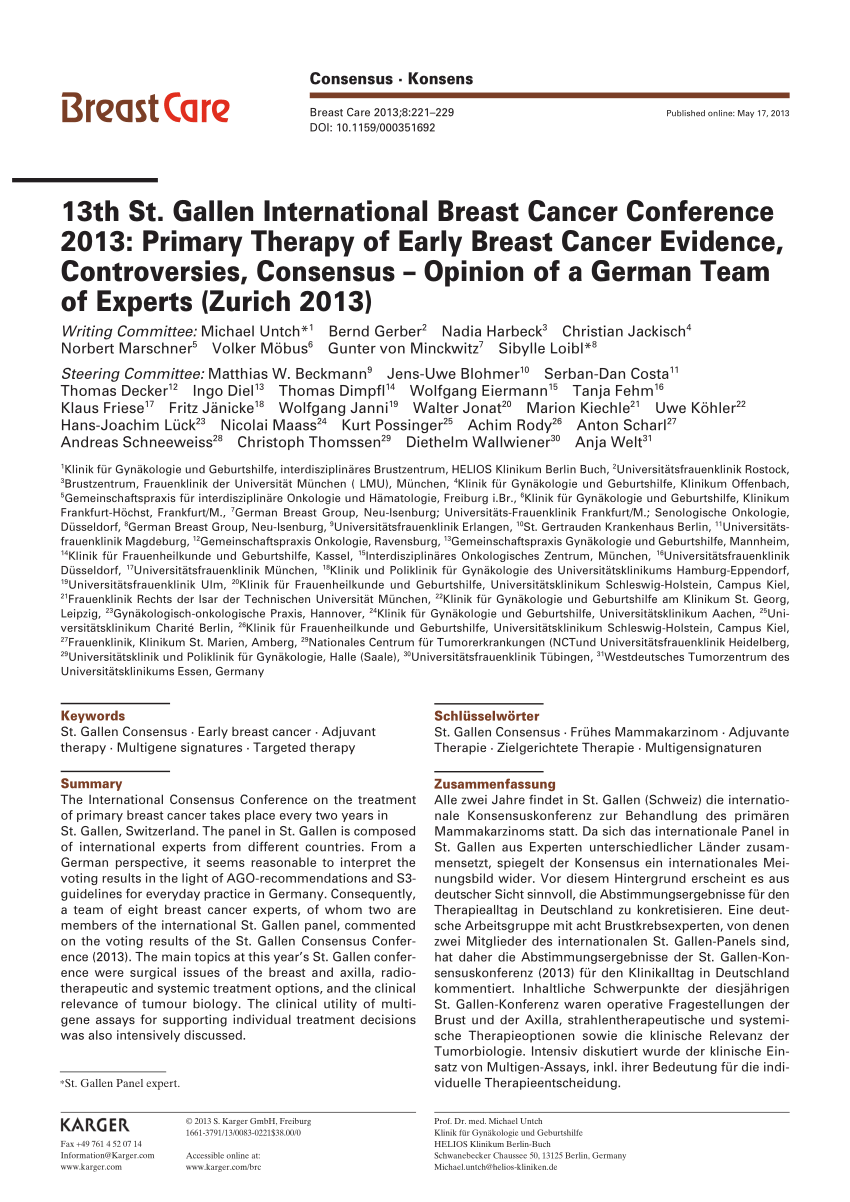 (PDF) 13th St. Gallen International Breast Cancer Conference 2013