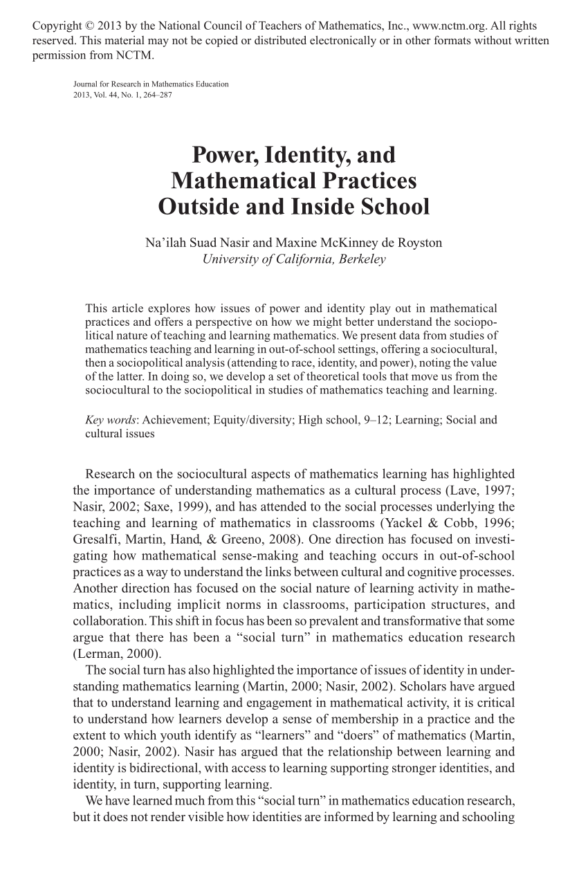 mathematics identity thesis