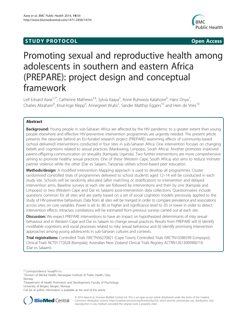 Pdf Promoting Sexual And Reproductive Health Among Adolescents In Southern And Eastern Africa 3168