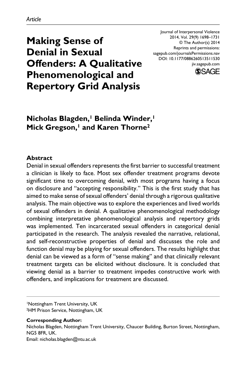 PDF) Making Sense of Denial in Sexual Offenders A Qualitative Phenomenological and Repertory Grid Analysis pic