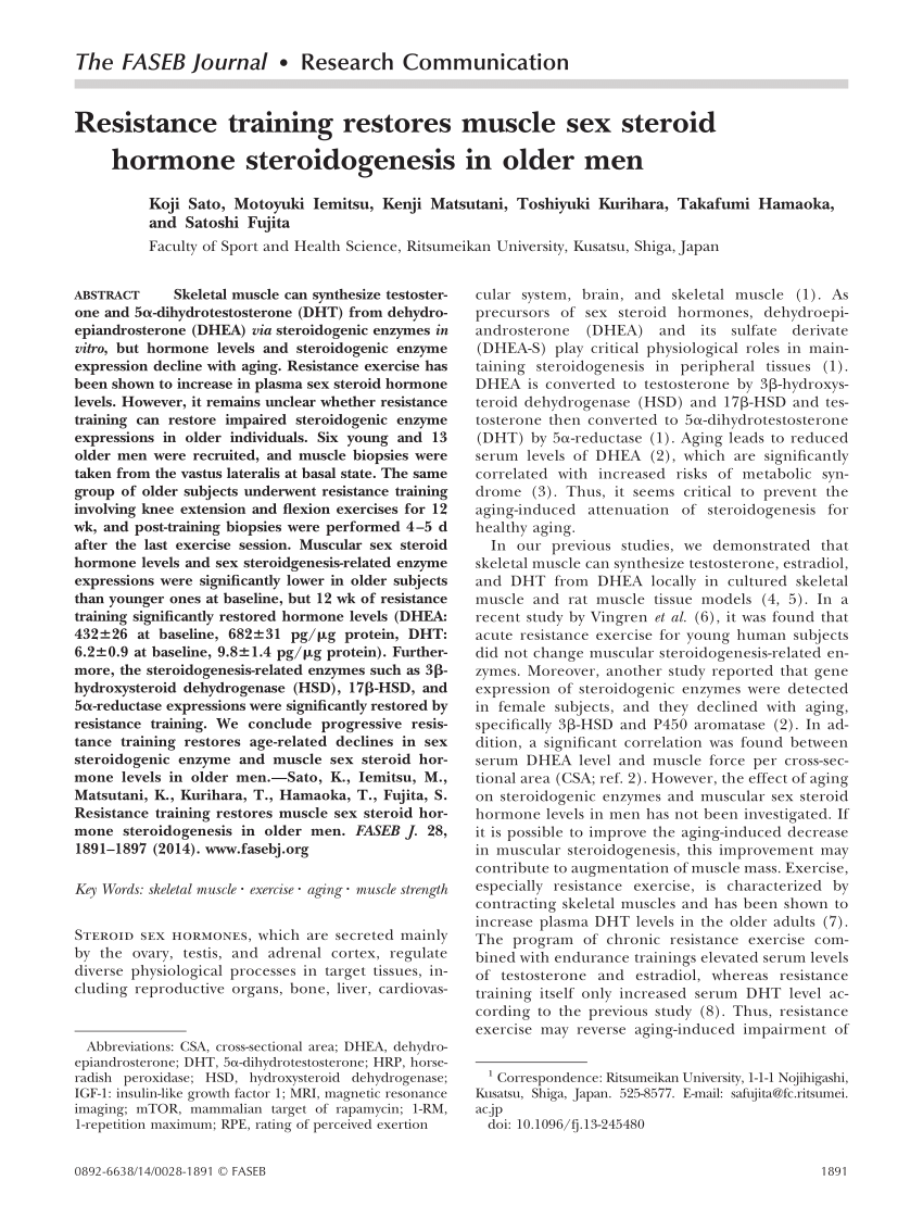 PDF) Resistance training restores muscle sex steroid hormone  steroidogenesis in older men