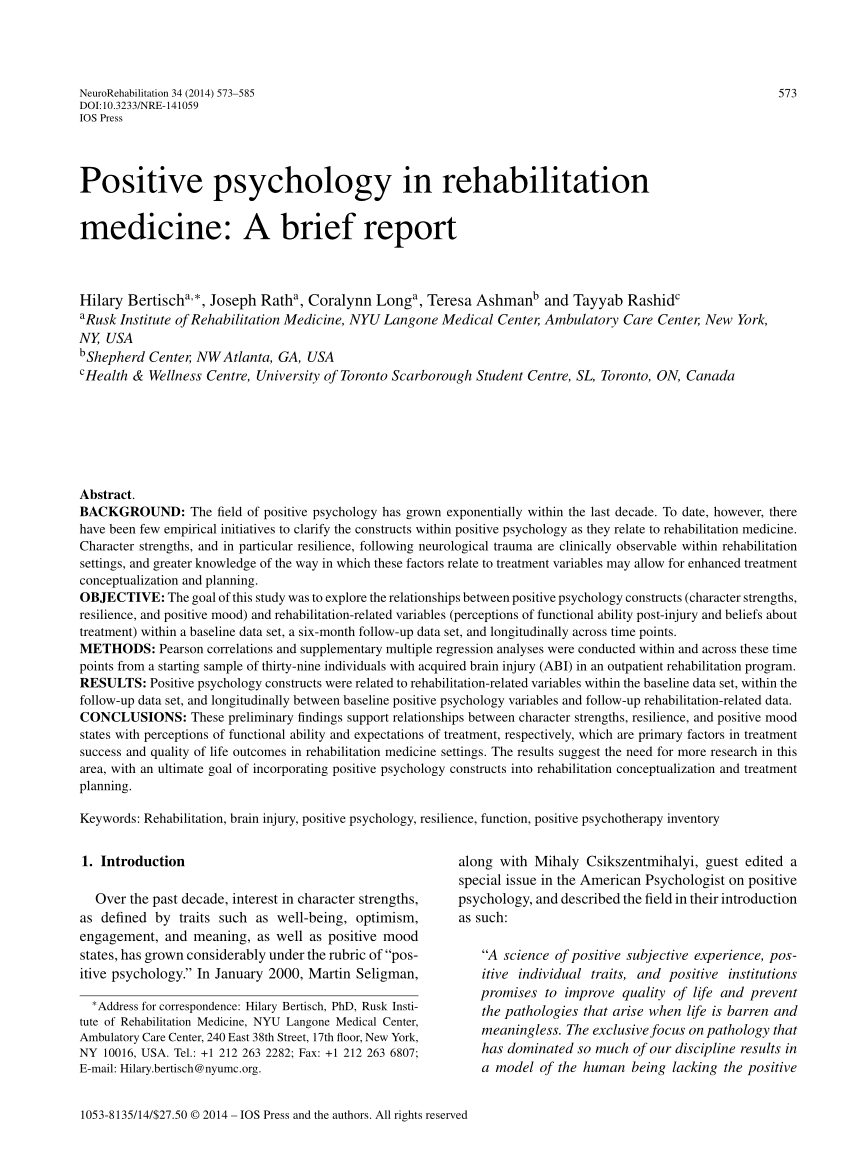 literature review rehabilitation psychology