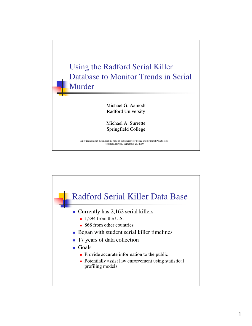 radford university serial killer data