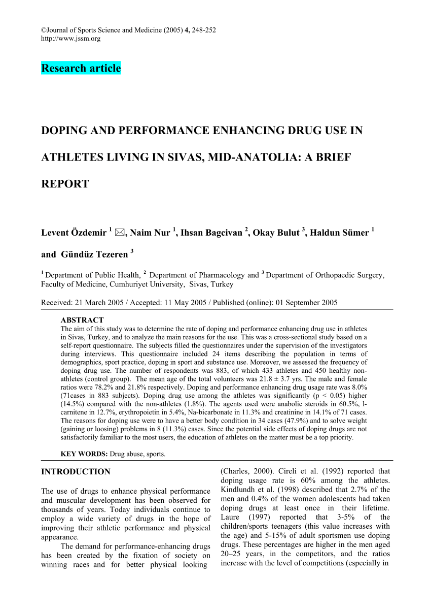 research paper on performance enhancing drug