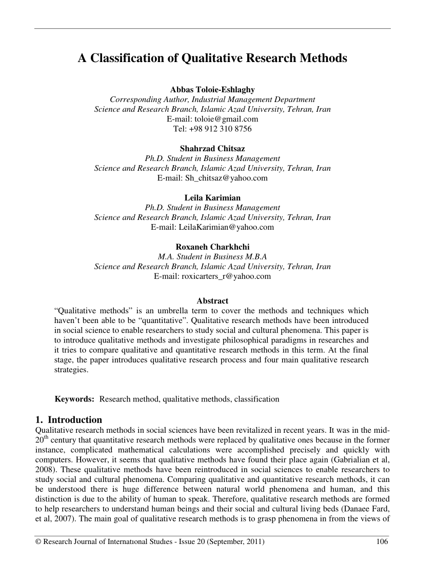 sample of a qualitative research paper