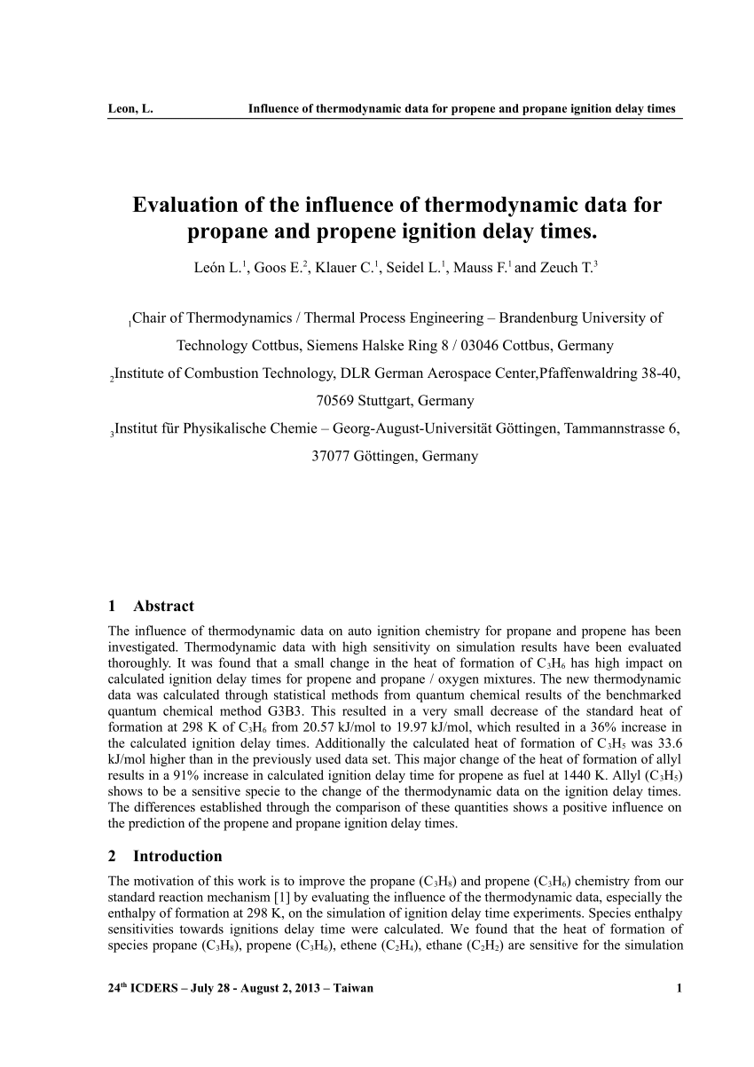 Pdf Evaluation Of The Influence Of Thermodynamic Data For