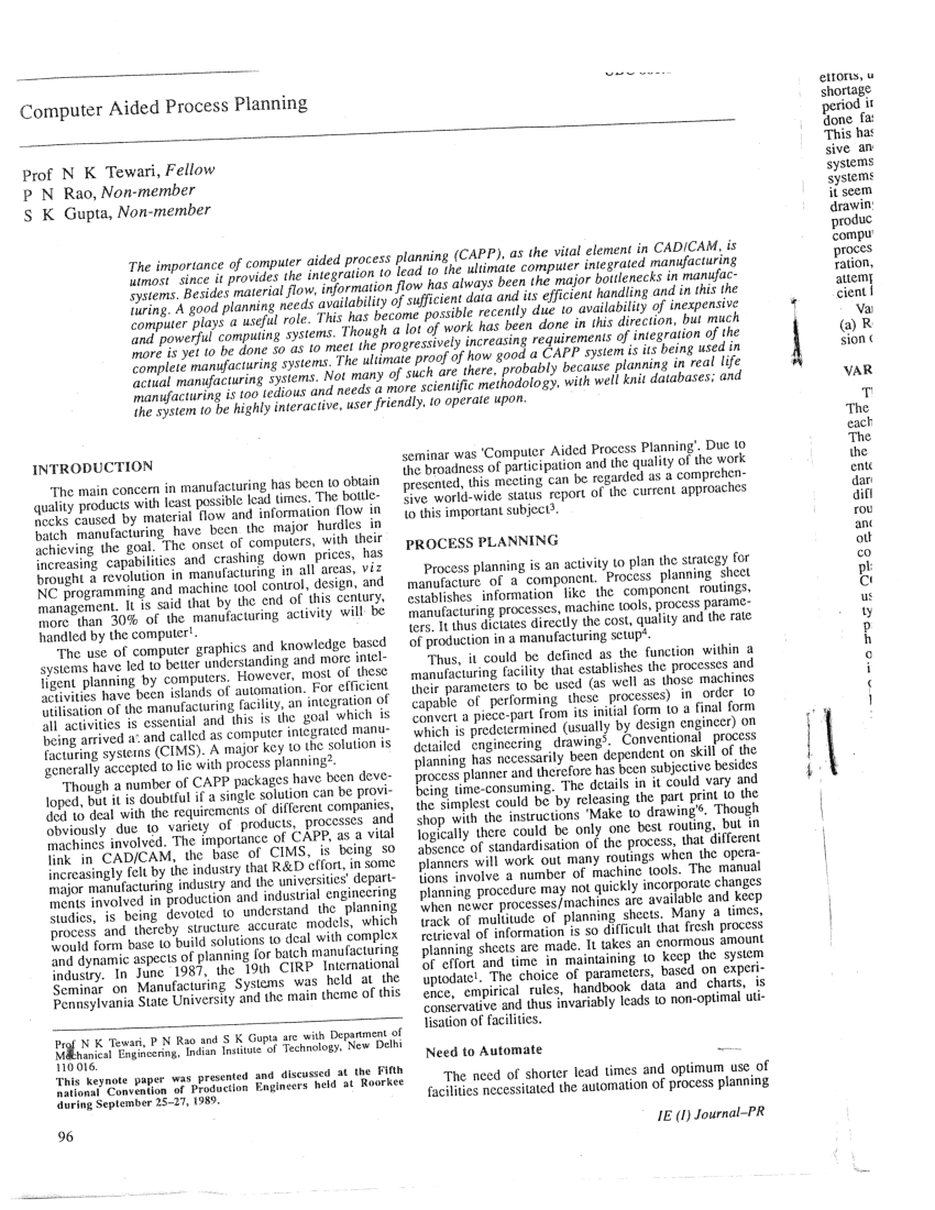 (PDF) Computer Aided Process Planning