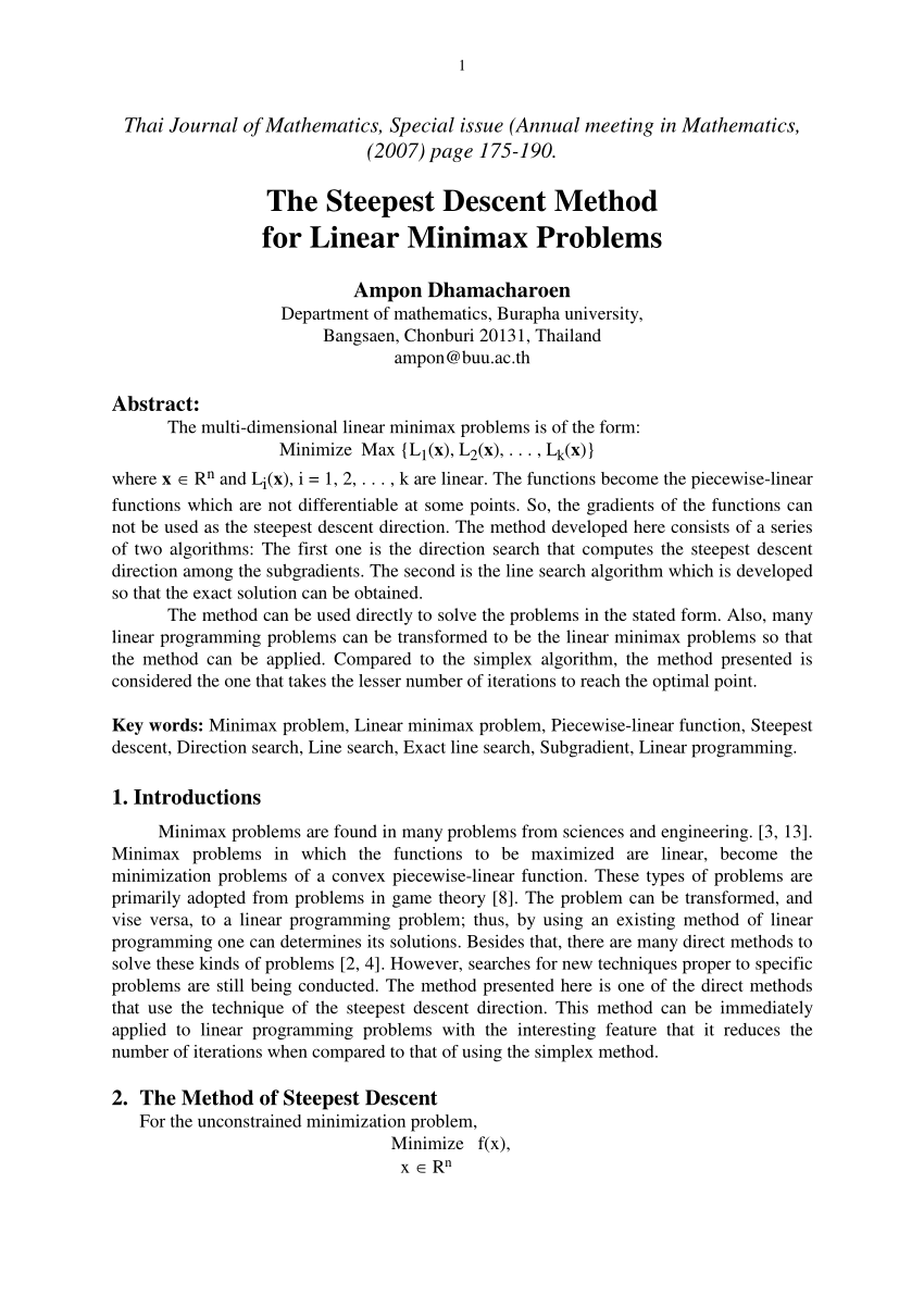 PROBLEM ON STEEPEST DESCENT METHOD 