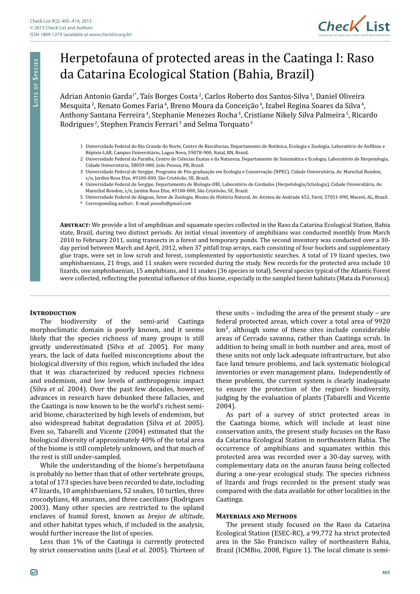 PDF) CONHECIMENTO E USO DA HERPETOFAUNA NA CAATINGA– UMA