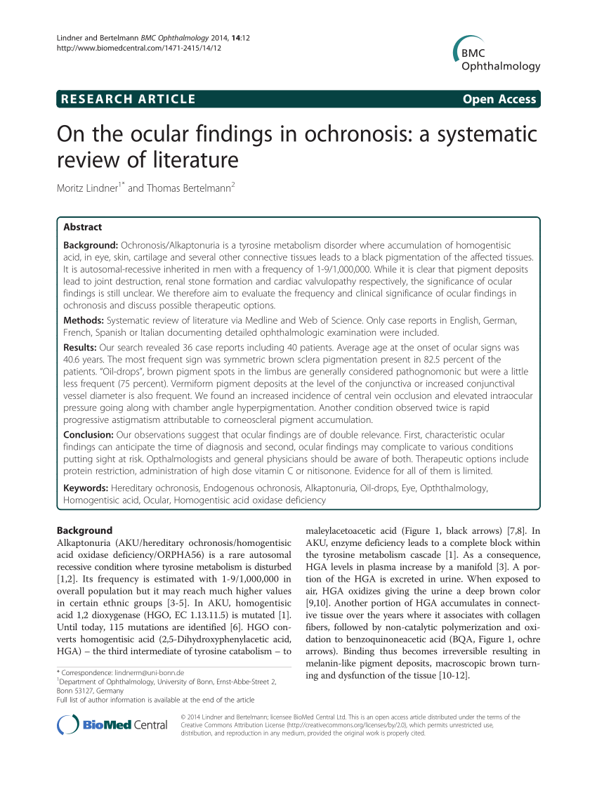 ochronosis case report and literature review
