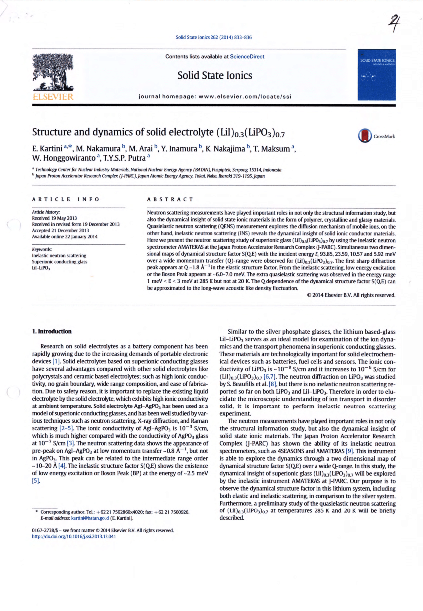 Pdf Structure And Dynamics Of Solid Electrolyte Lii 0 3 Lipo3 0 7