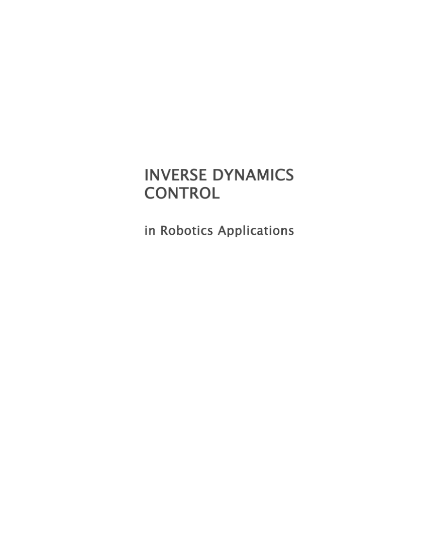 Pdf Inverse Dynamics Control In Robotics Applications