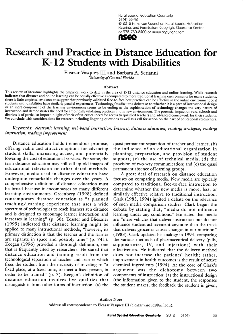 research title about distance education