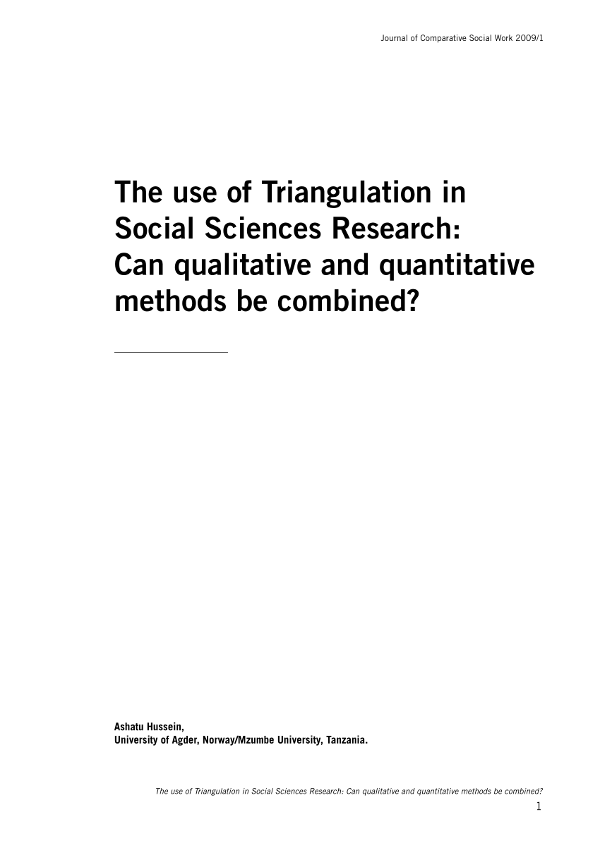 (PDF) The use of Triangulation in Social Sciences Research: Can ...