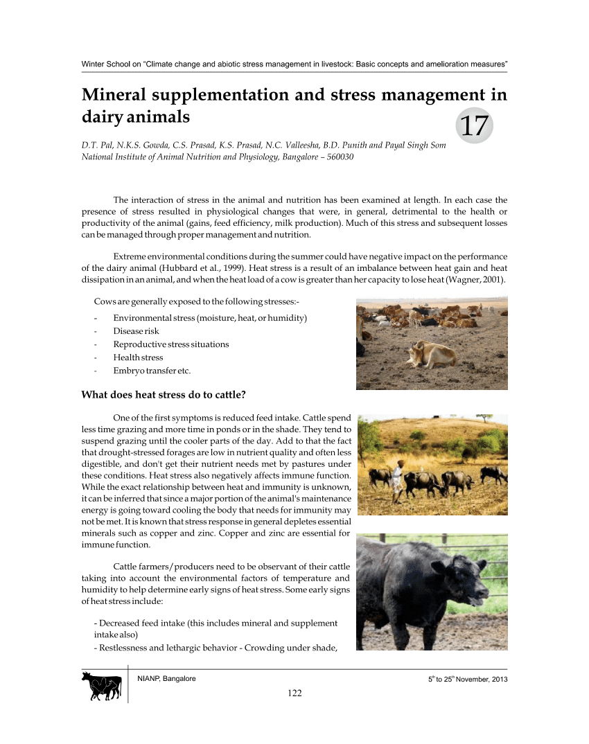 PDF) Mineral supplementation and stress management in dairy animals