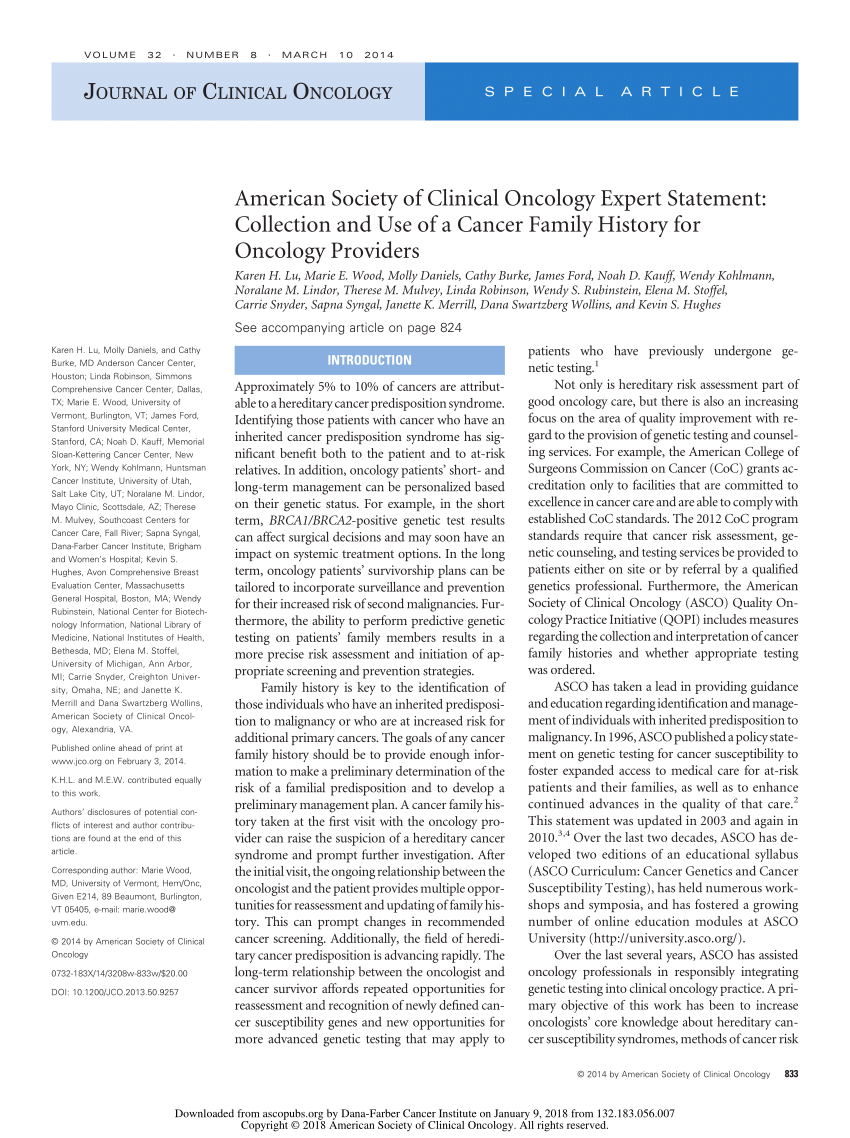 (PDF) American Society of Clinical Oncology Expert Statement