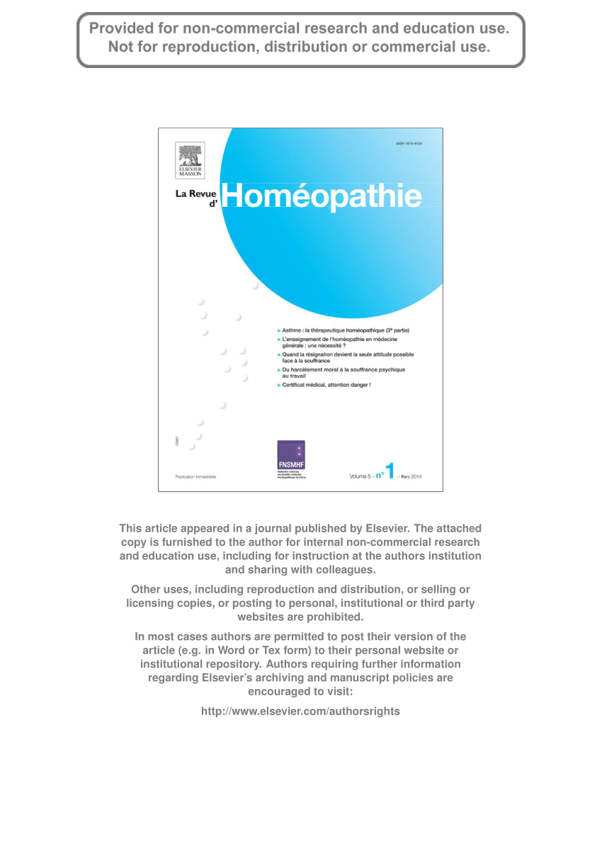 PDF) Asthme : la thérapeutique homéopathique (3e partie)