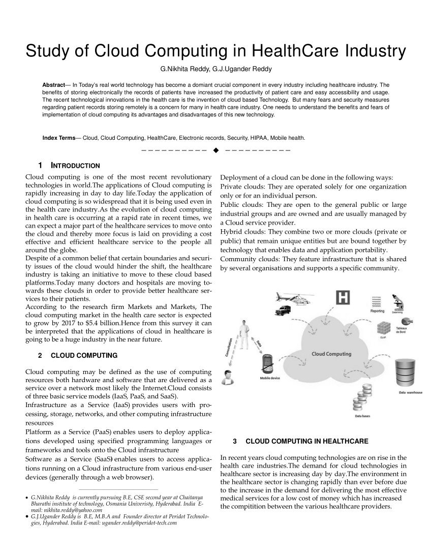 cloud computing in healthcare research paper