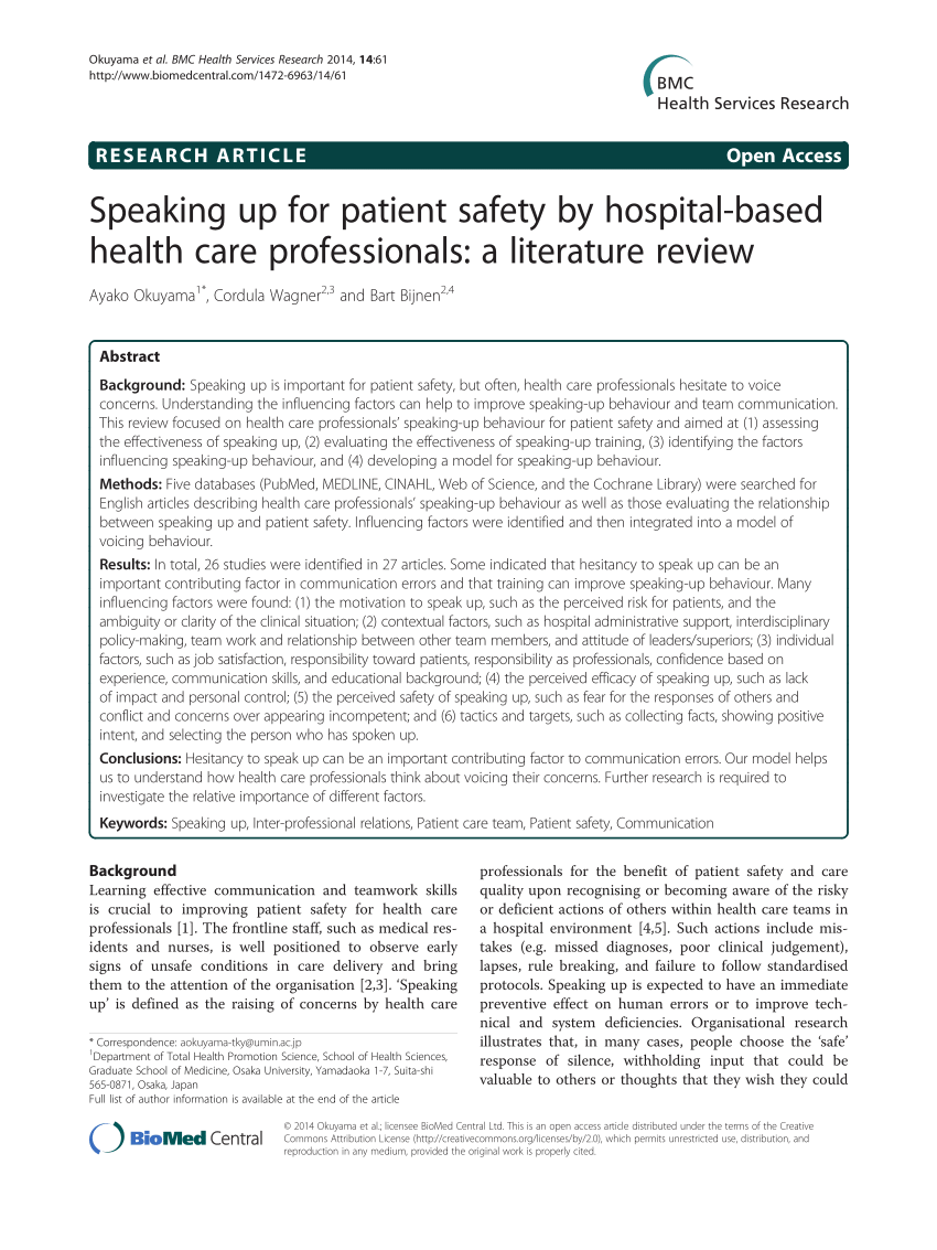literature review on patient safety
