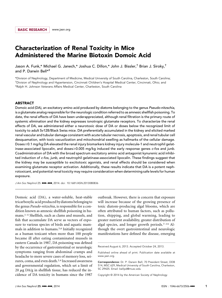 (PDF) Characterization of Renal Toxicity in Mice Administered the