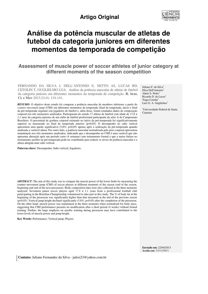 PDF) ANÁLISE DA POTÊNCIA MUSCULAR EM JOVENS ATLETAS E NÃO ATLETAS
