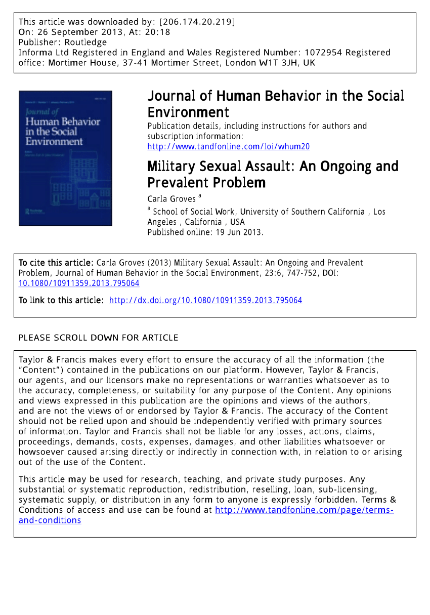 Pdf Military Sexual Assault An Ongoing And Prevalent Problem