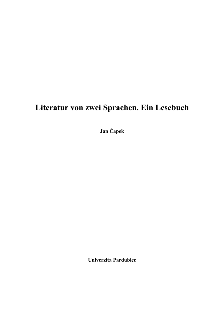 PDF Literatur von zwei Sprachen Ein Lesebuch