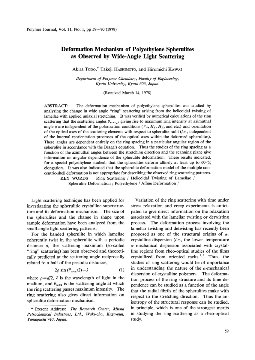 (PDF) Deformation Mechanism of Polyethylene Spherulites as Observed by ...