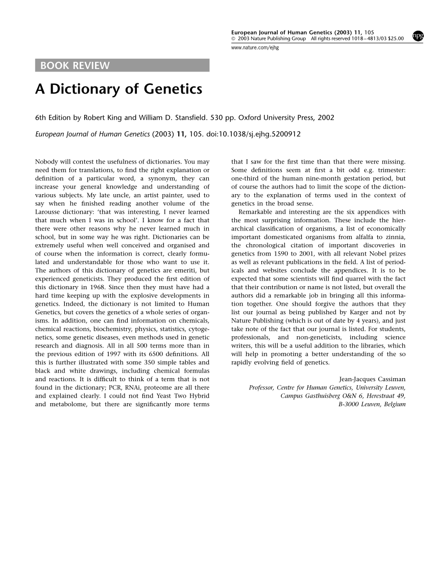 research papers on genetics pdf